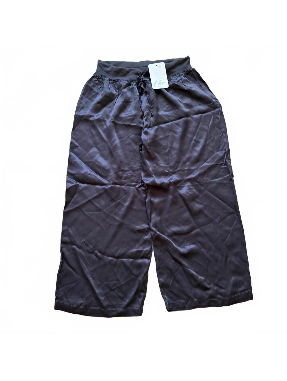 PJ Harlow Jolie Capri Satin Lounge Pants Coal Gray Women's Size Large NWT